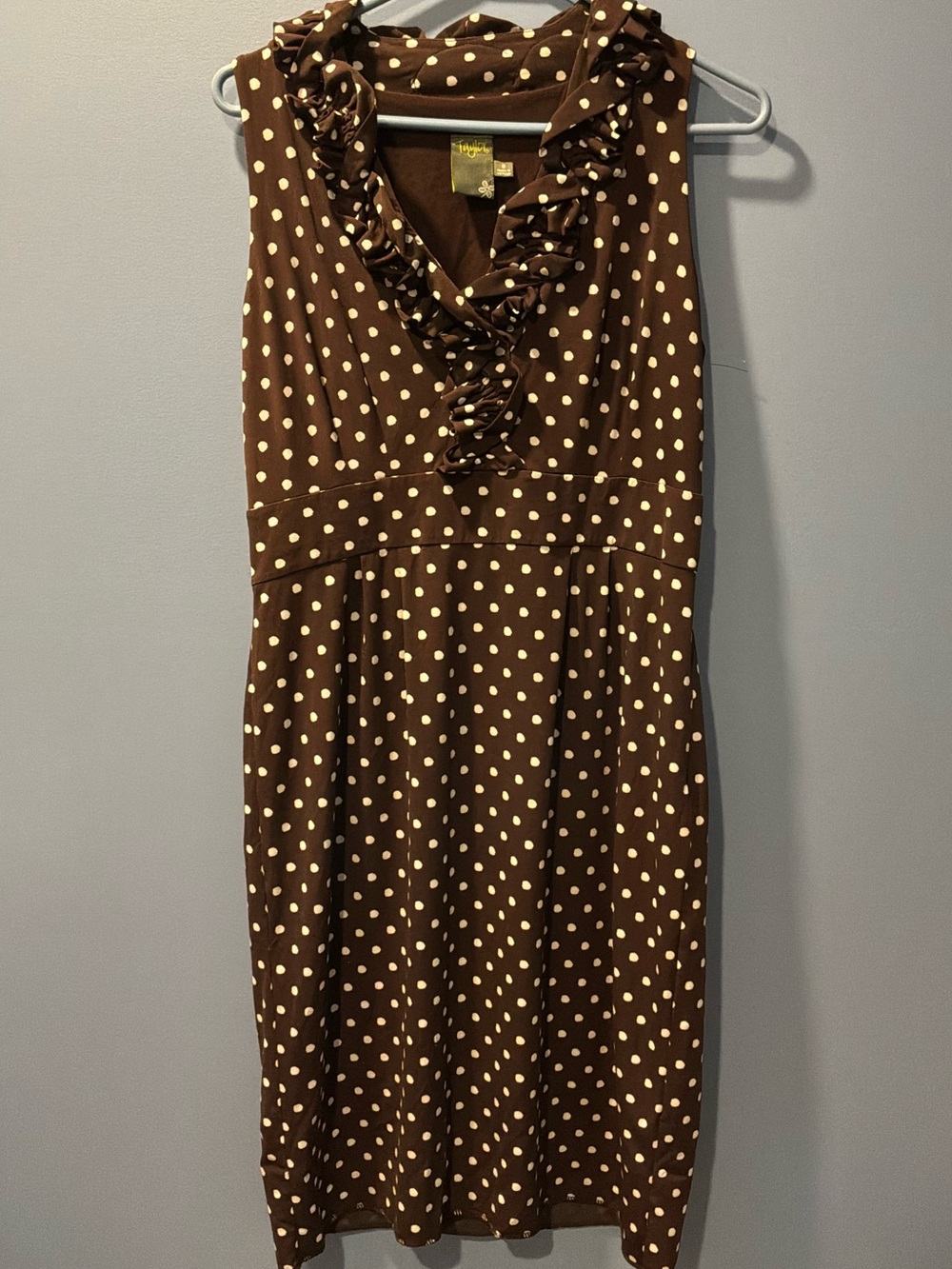 Taylor Brown Polka Dot Ruffle Dress